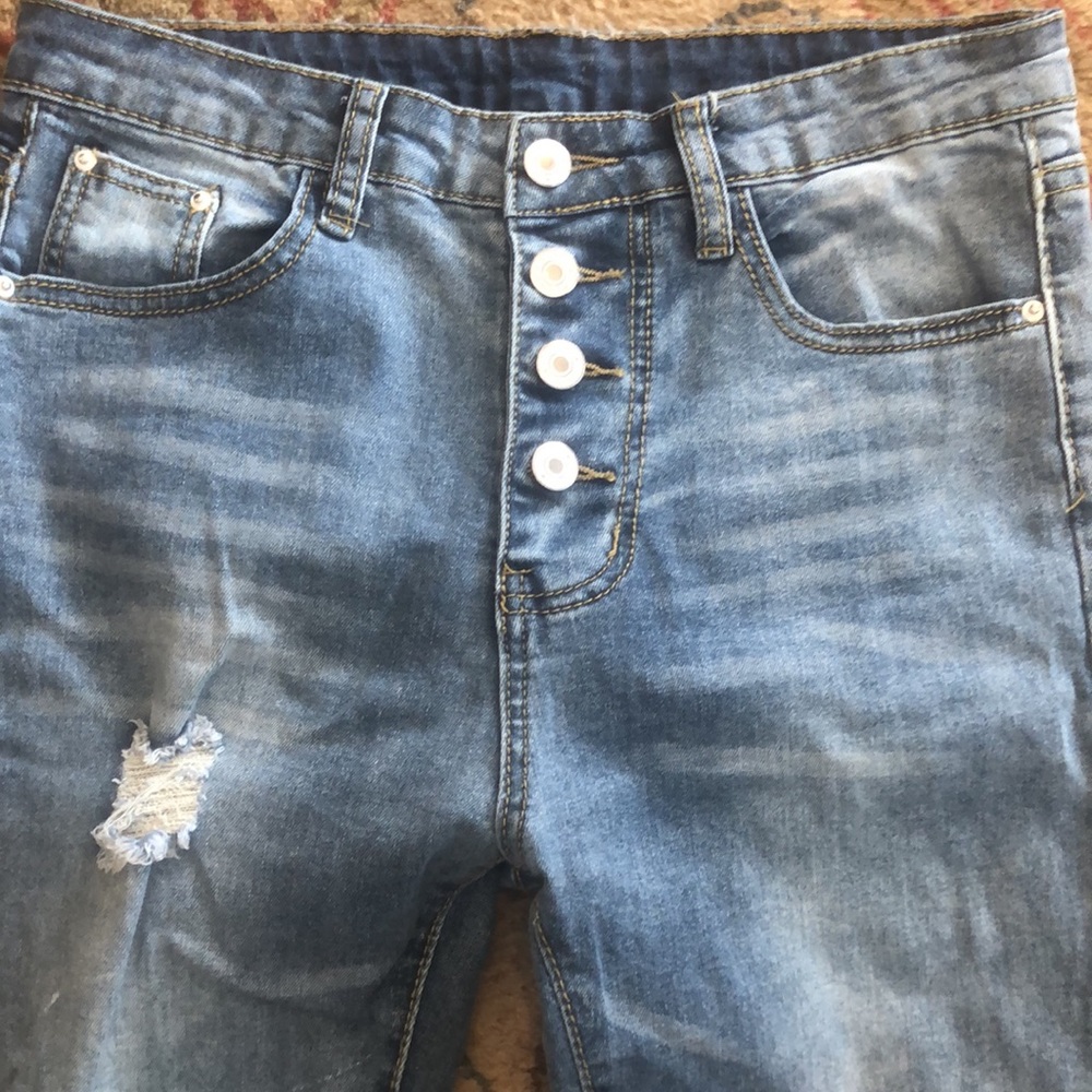 Oped fly denim jeans size m. Mid rise with some distressing as pictured